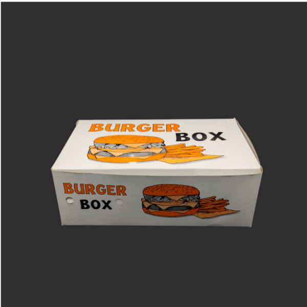 BEYAZ BASKILI BURGER KUTUSU BÜYÜK 100 ADET