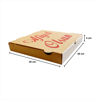 KRAFT OLUKLU 26X26X4 CM PİZZA KUTUSU 100 ADET - Görsel 3