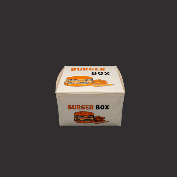BEYAZ BASKILI TEKLİ BURGER KUTUSU 100 ADET