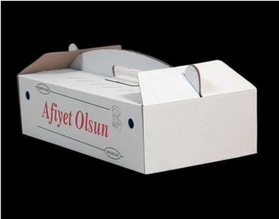 BEYAZ OLUKLU 40X12X10 CM KÜÇÜK BOY LAHMACUN KUTUSU 100 ADET