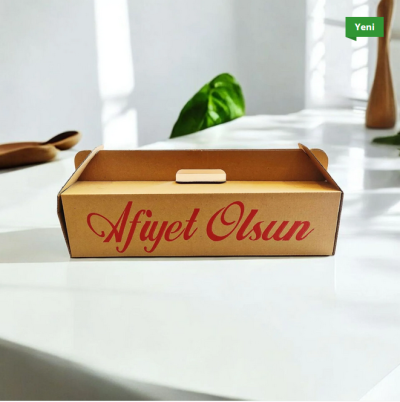 KRAFT OLUKLU 40X12X10 CM KÜÇÜK BOY LAHMACUN KUTUSU 100 ADET