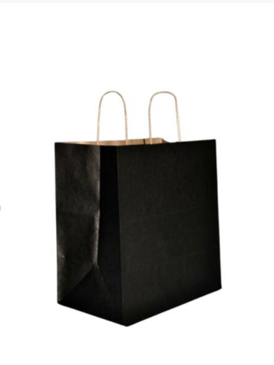 Siyah Mağaza Geniş Kağıt Çanta 45x50x14cm 50 Adet